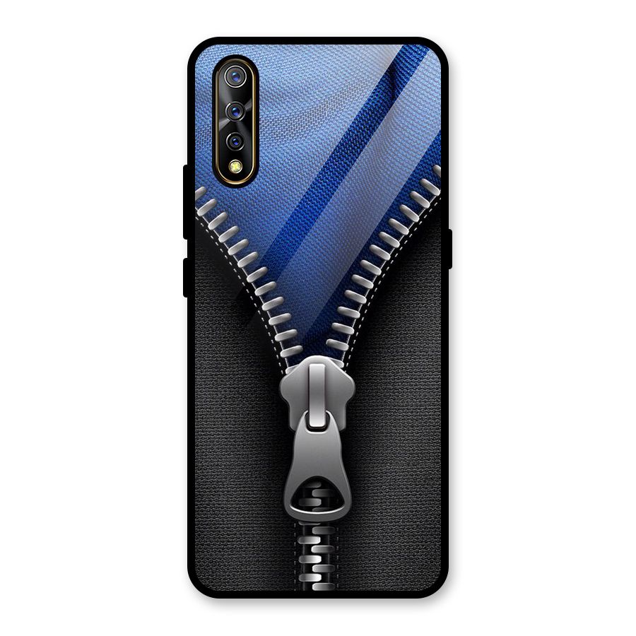 Blue Zipper Glass Back Case for Vivo S1