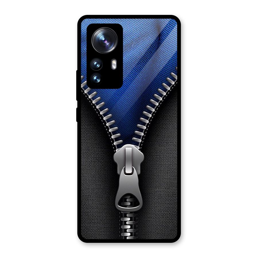 Blue Zipper Glass Back Case for Xiaomi 12 Pro