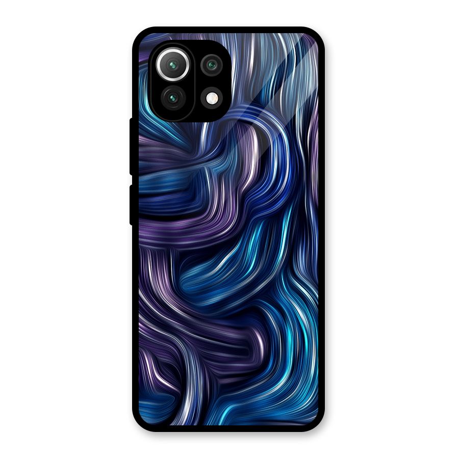 Blue and Purple Oil Paint Glass Back Case for Mi 11 Lite NE 5G