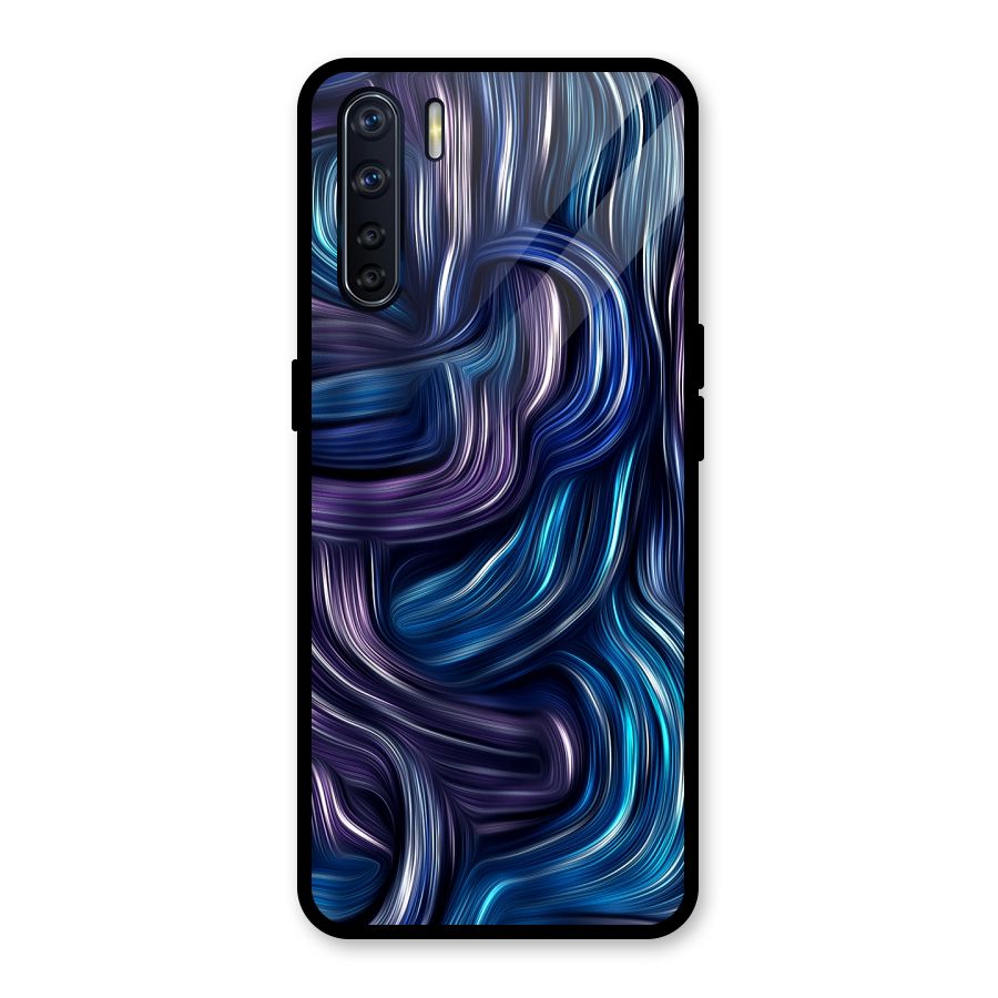 Blue and Purple Oil Paint Glass Back Case for Oppo F15