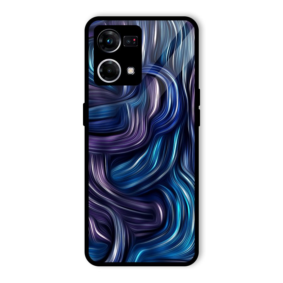 Blue and Purple Oil Paint Glass Back Case for Oppo F21 Pro 5G