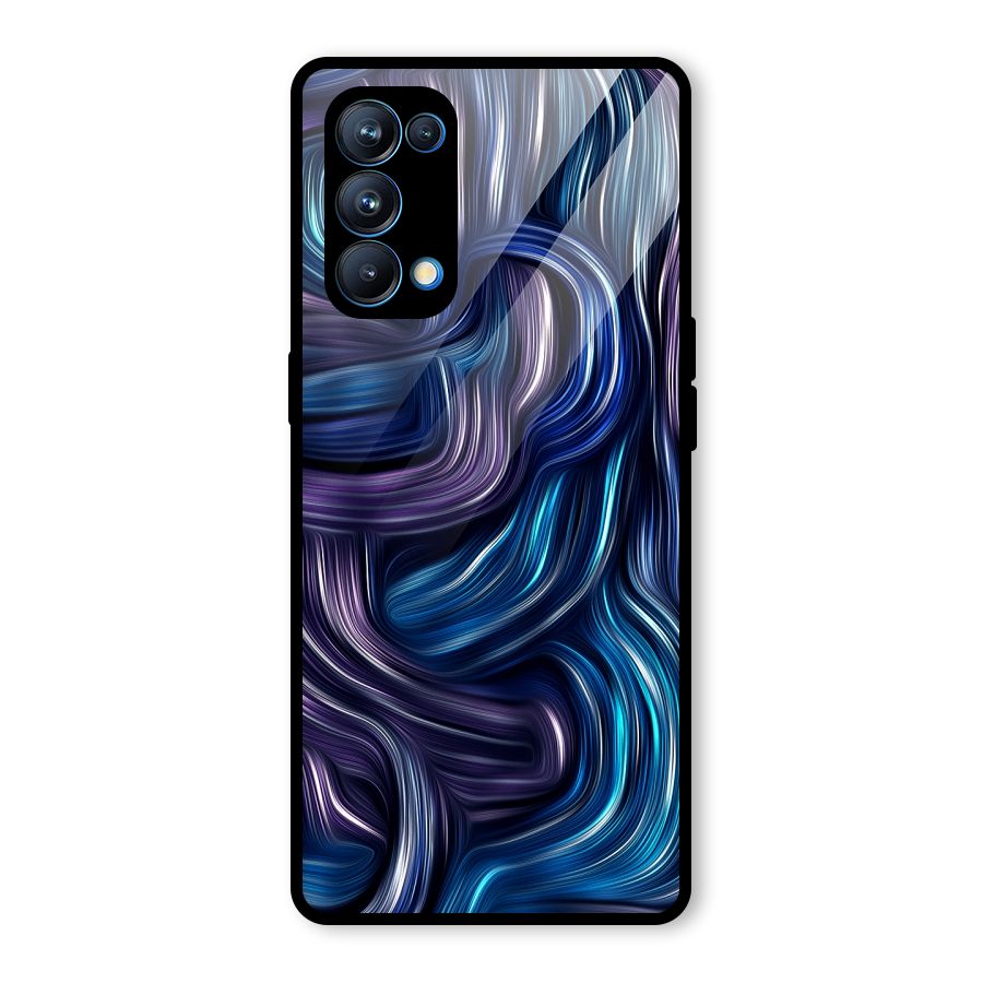 Blue and Purple Oil Paint Glass Back Case for Oppo Reno5 Pro 5G