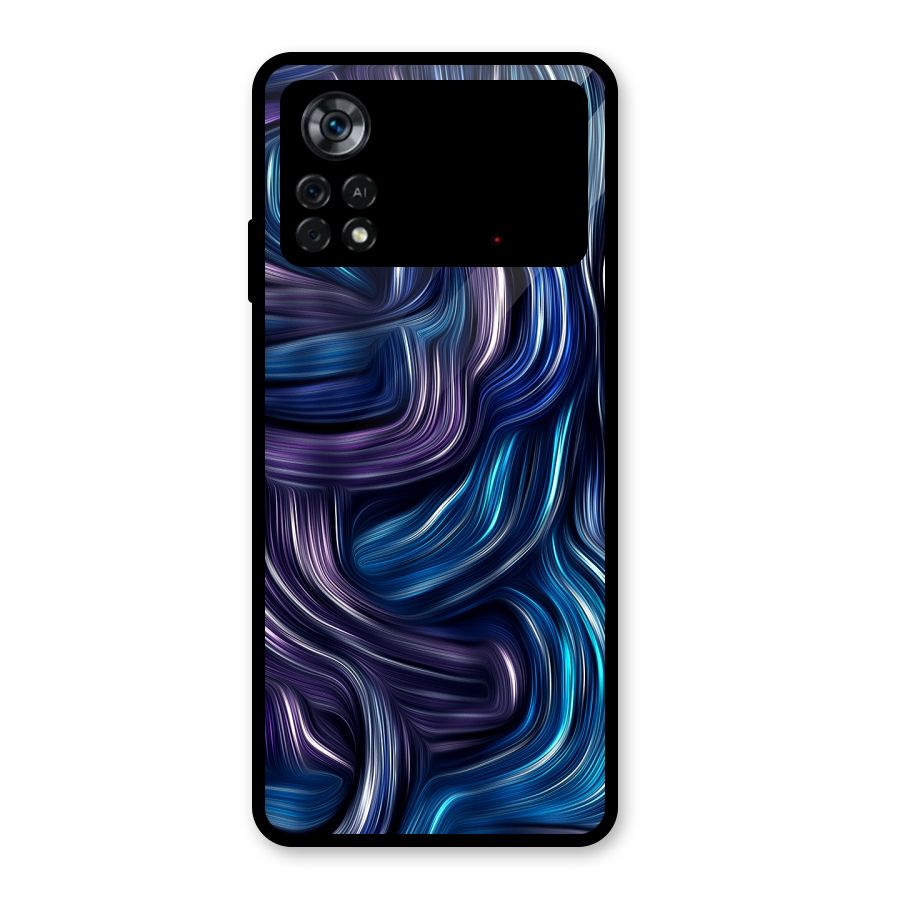 Blue and Purple Oil Paint Glass Back Case for Poco X4 Pro 5G
