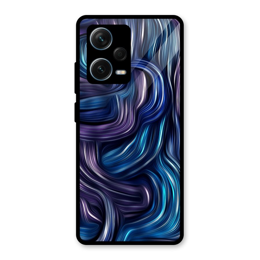 Blue and Purple Oil Paint Glass Back Case for Redmi Note 12 Pro Plus 5G
