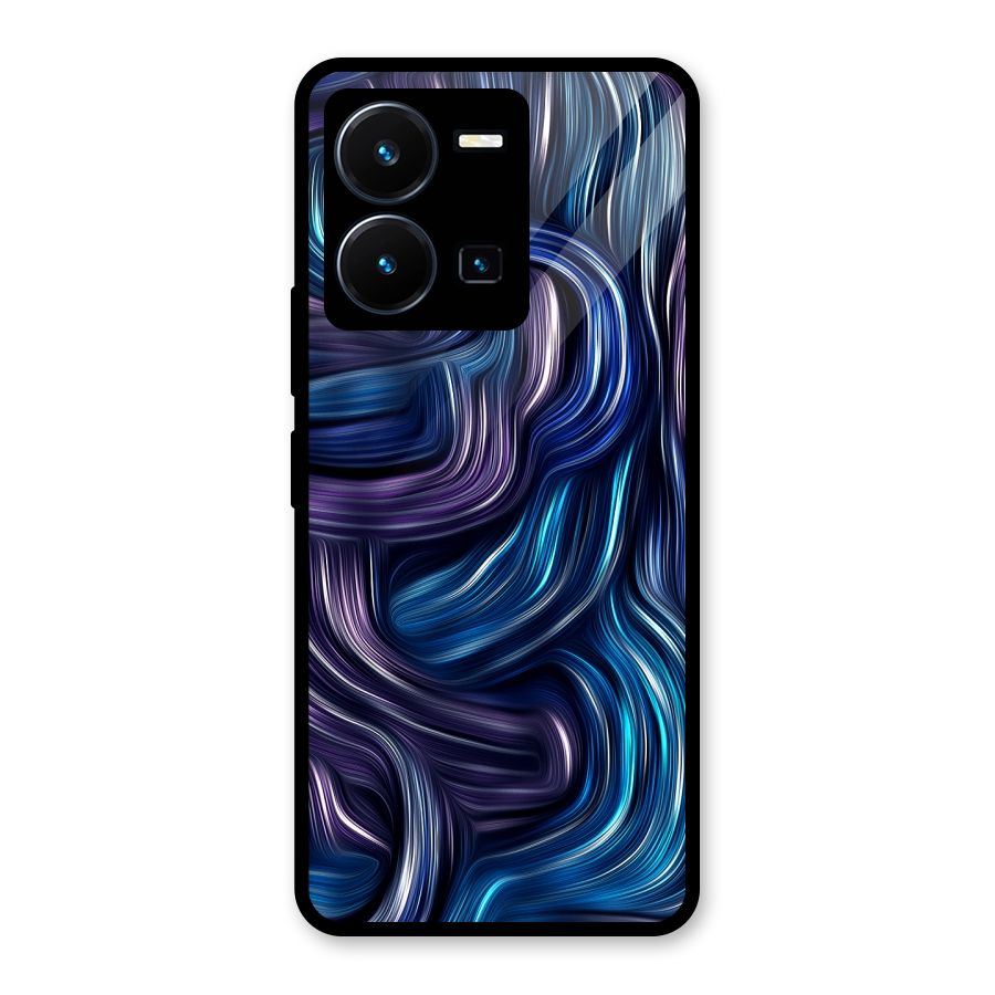 Blue and Purple Oil Paint Glass Back Case for Vivo Y35