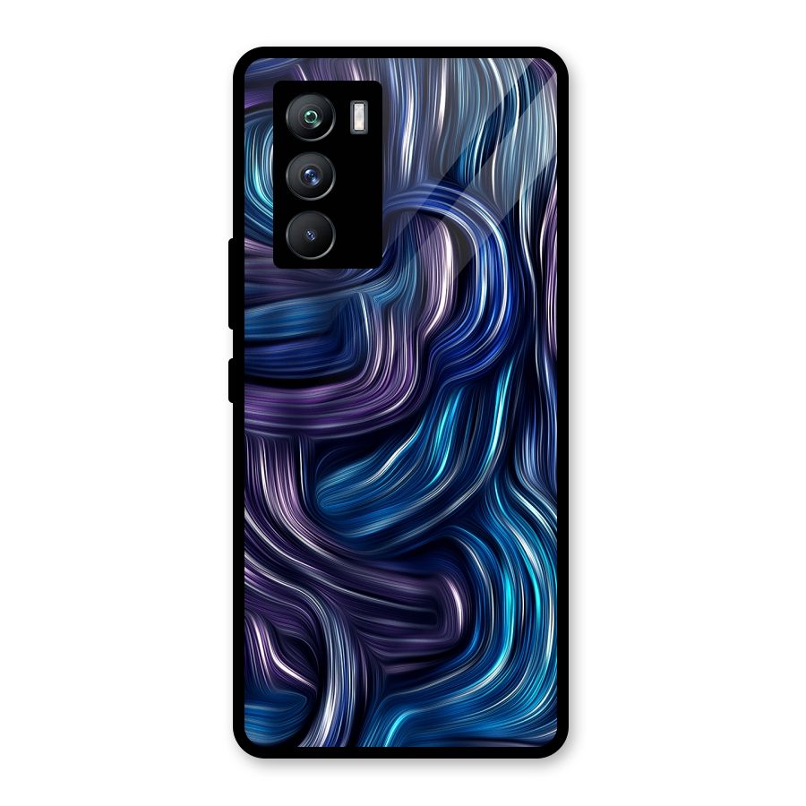 Blue and Purple Oil Paint Glass Back Case for Vivo iQOO 9 SE