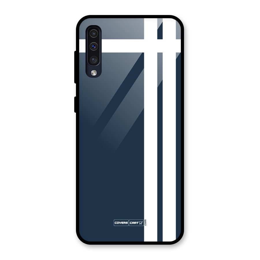 Blue and White Glass Back Case for Galaxy A50