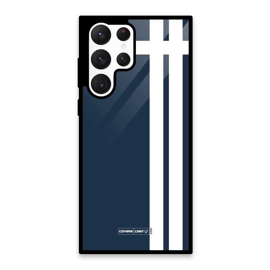 Blue and White Glass Back Case for Galaxy S22 Ultra 5G