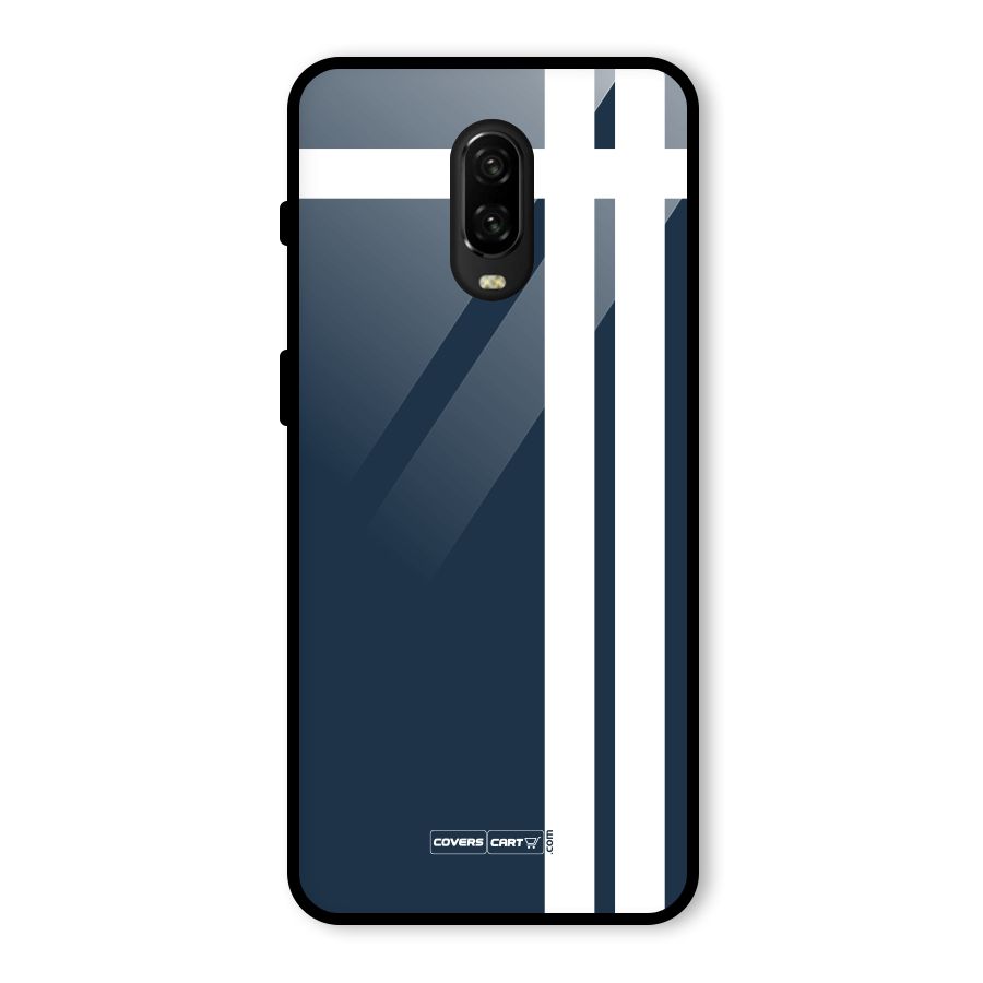 Blue and White Glass Back Case for OnePlus 6T