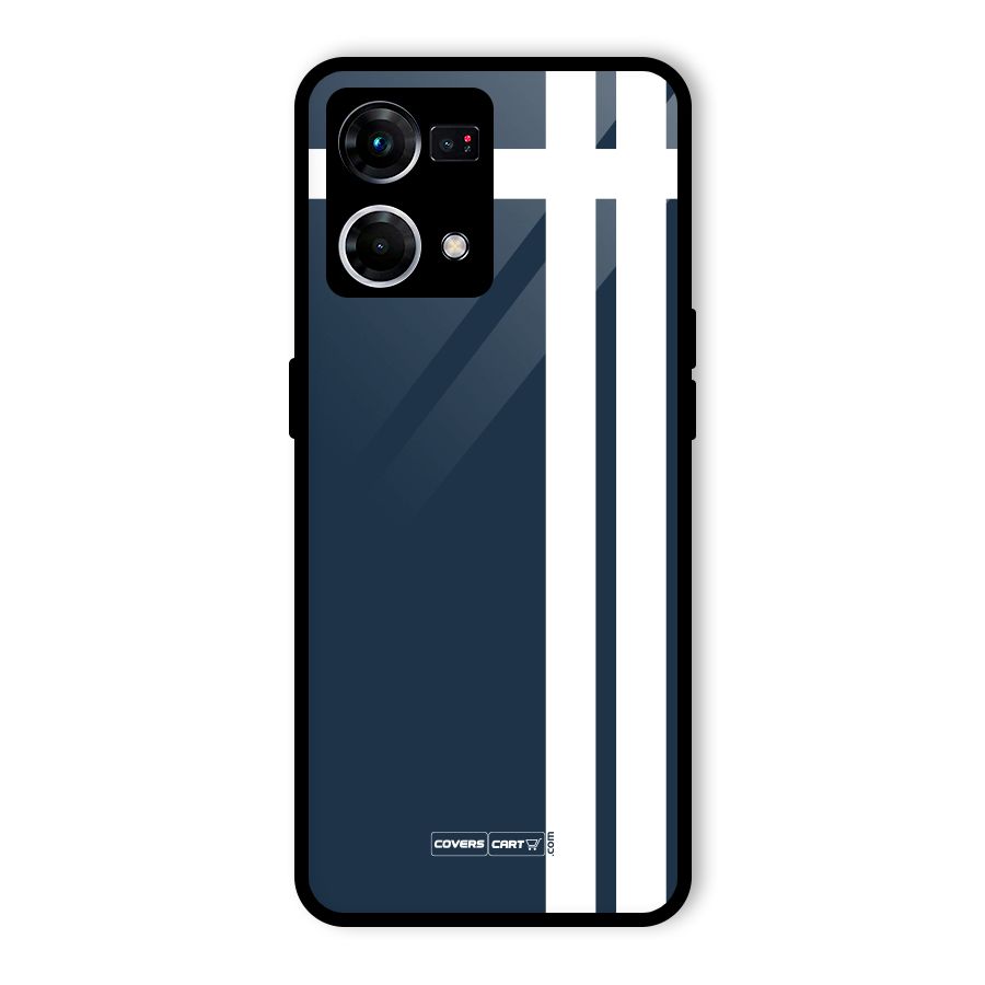 Blue and White Glass Back Case for Oppo F21s Pro 4G