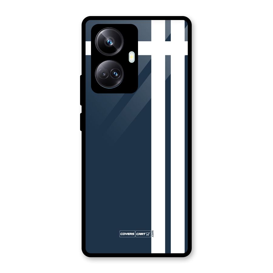 Blue and White Glass Back Case for Realme 10 Pro Plus
