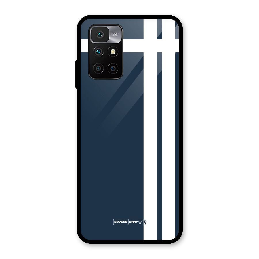 Blue and White Glass Back Case for Redmi 10 Prime