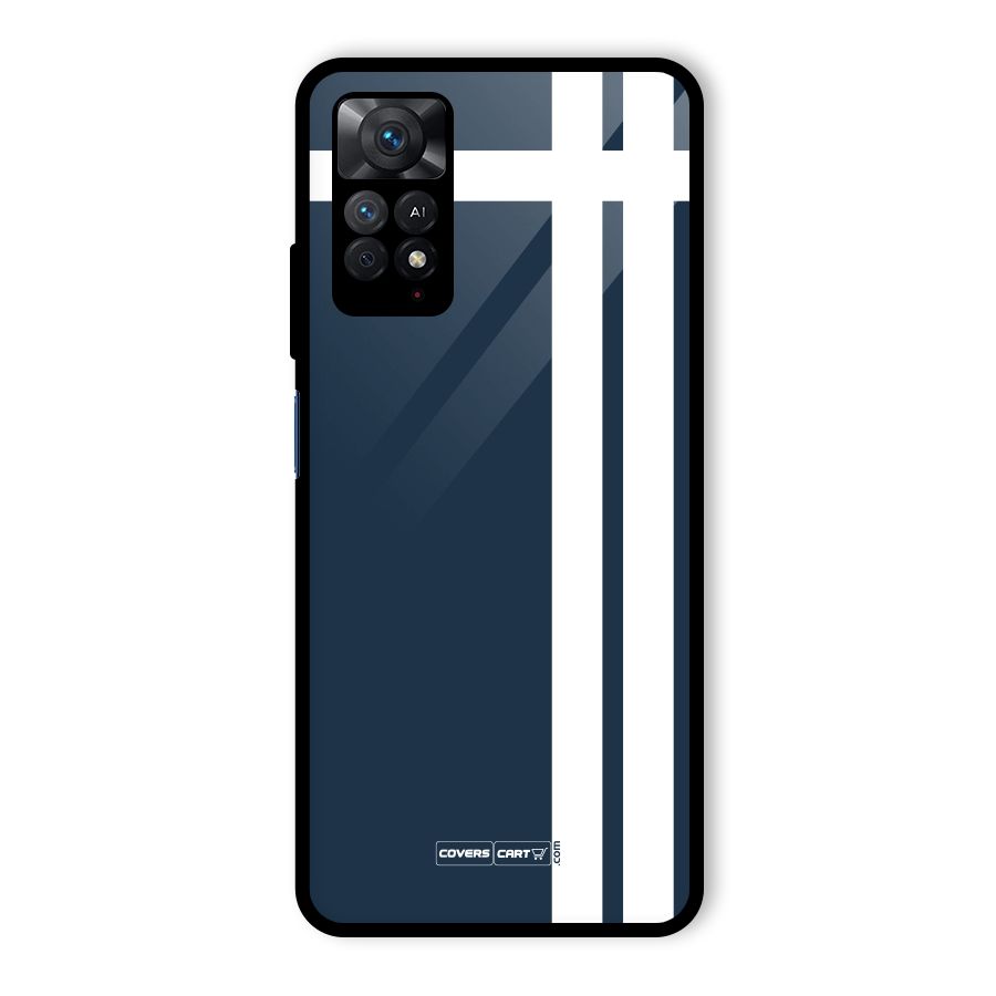 Blue and White Glass Back Case for Redmi Note 11 Pro