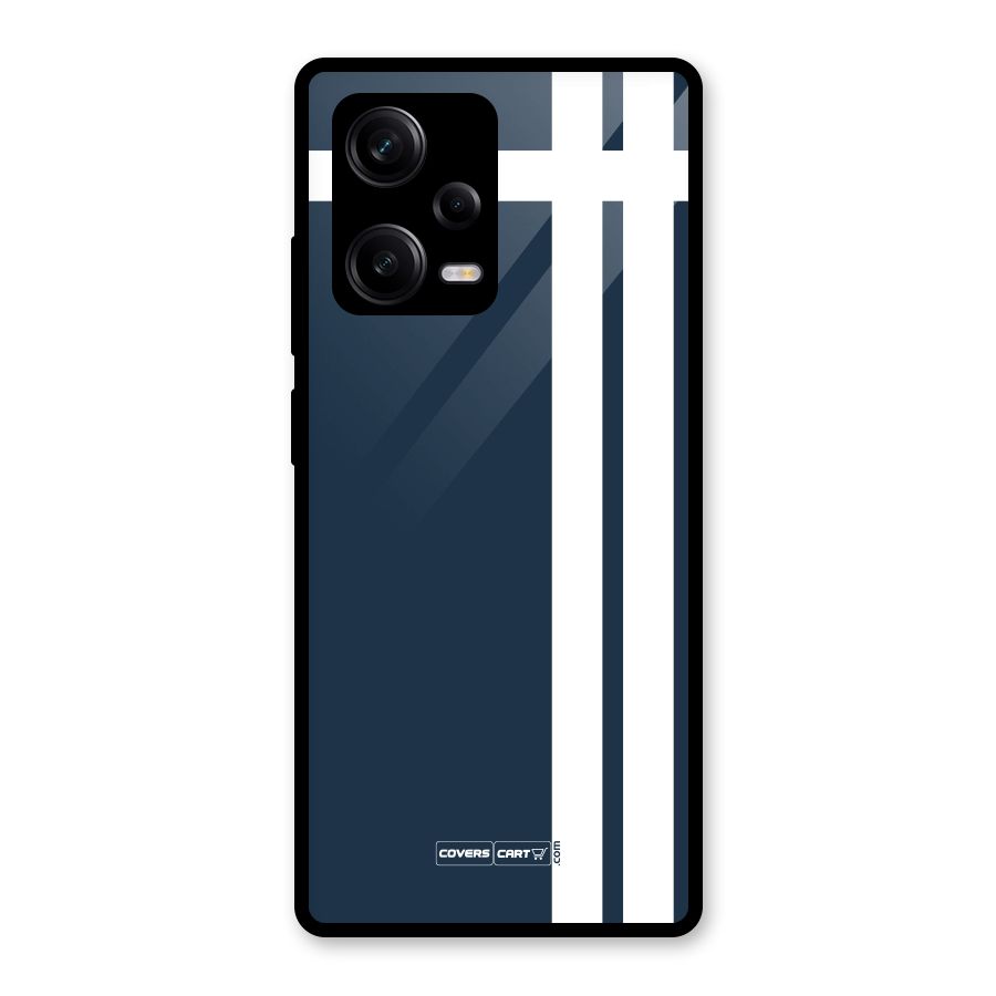 Blue and White Glass Back Case for Redmi Note 12 Pro