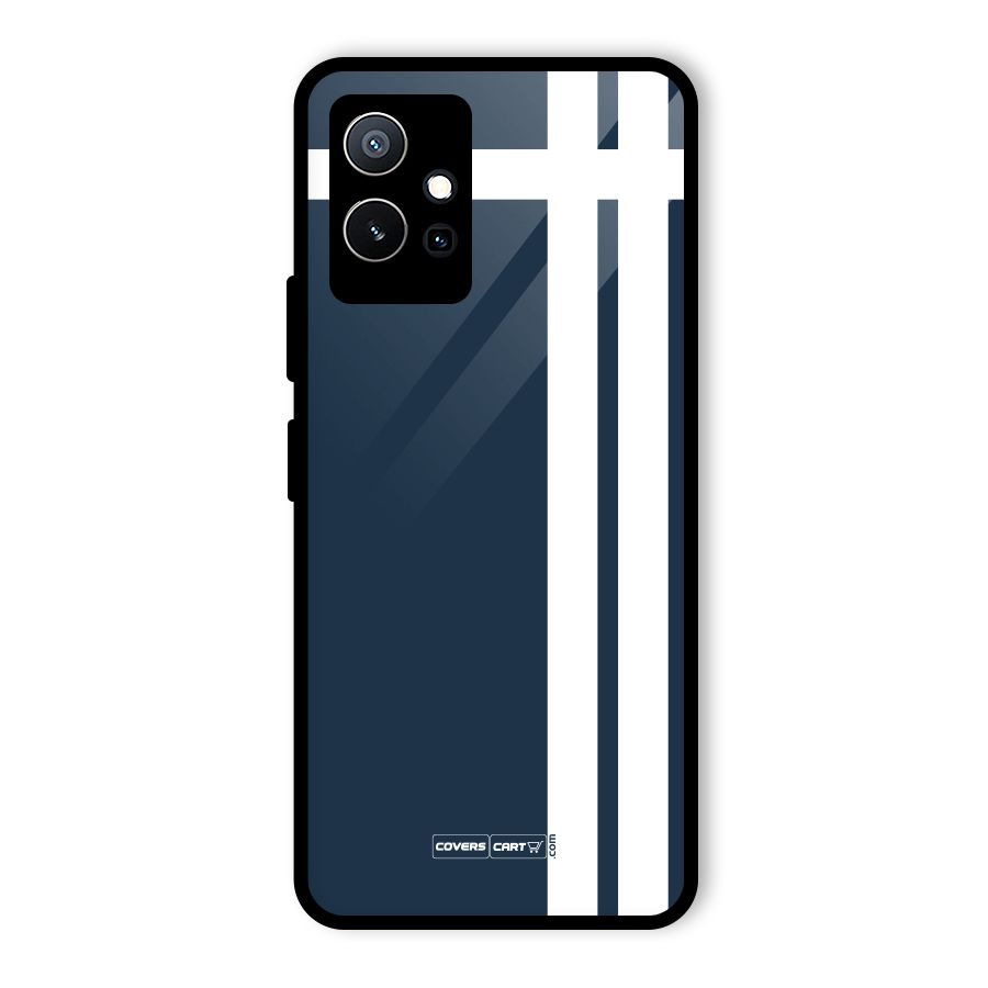 Blue and White Glass Back Case for Vivo T1 5G