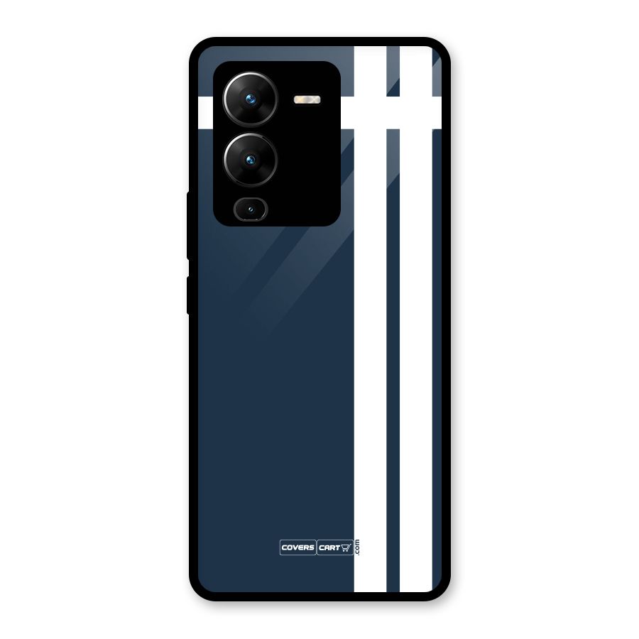 Blue and White Glass Back Case for Vivo V25 Pro