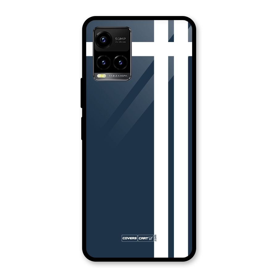 Blue and White Glass Back Case for Vivo Y21A