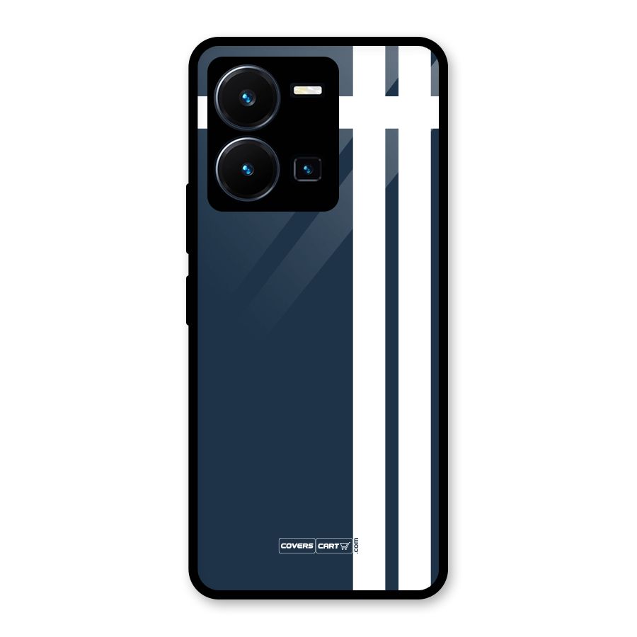 Blue and White Glass Back Case for Vivo Y35