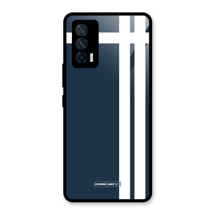 Blue and White Glass Back Case for Vivo iQOO 7 5G
