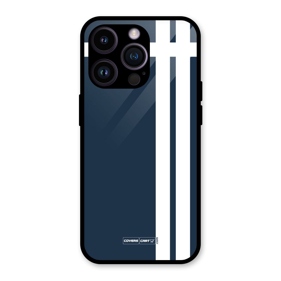 Blue and White Glass Back Case for iPhone 14 Pro