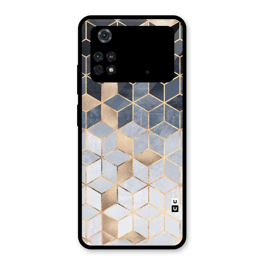 Blues And Golds Glass Back Case for Poco M4 Pro 4G