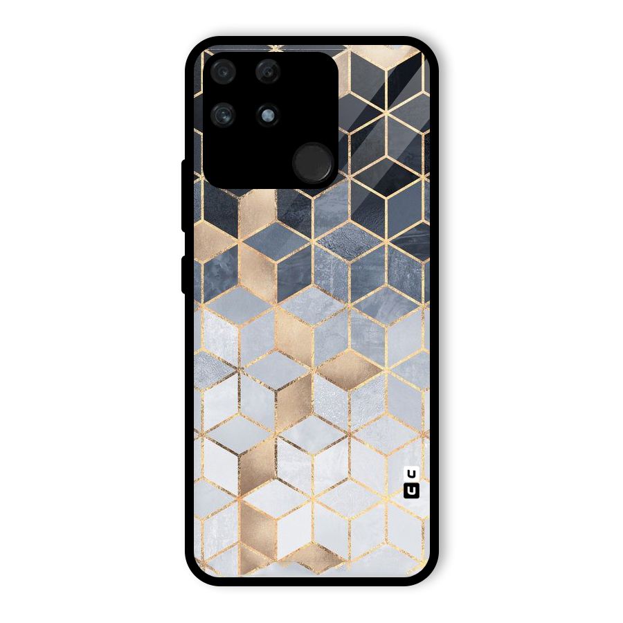 Blues And Golds Glass Back Case for Realme Narzo 50A