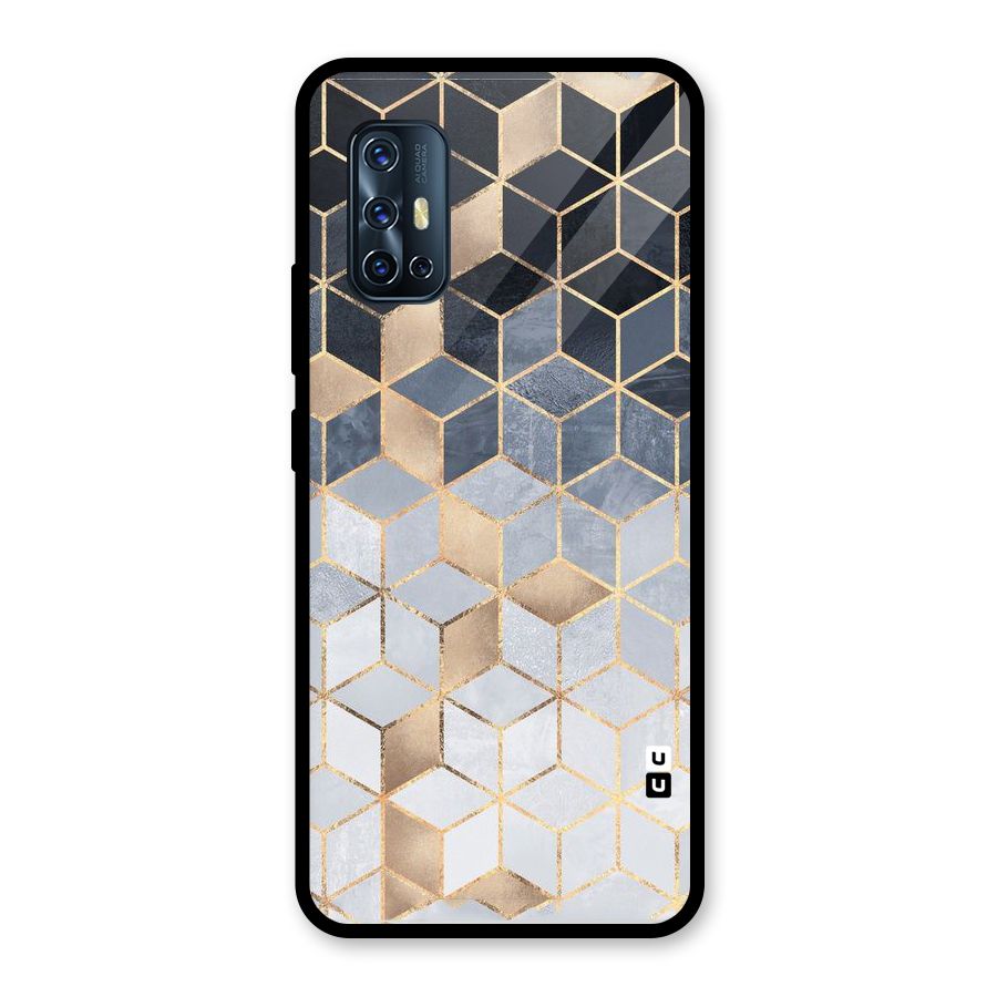 Blues And Golds Glass Back Case for Vivo V17