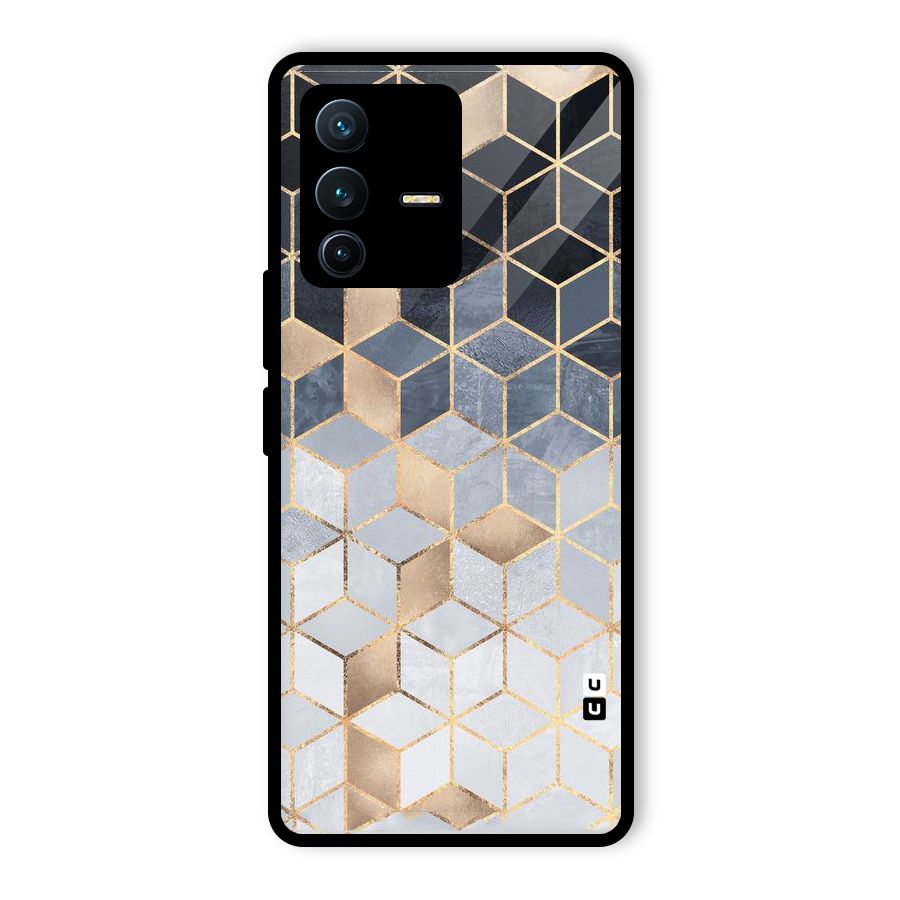 Blues And Golds Glass Back Case for Vivo V23 Pro