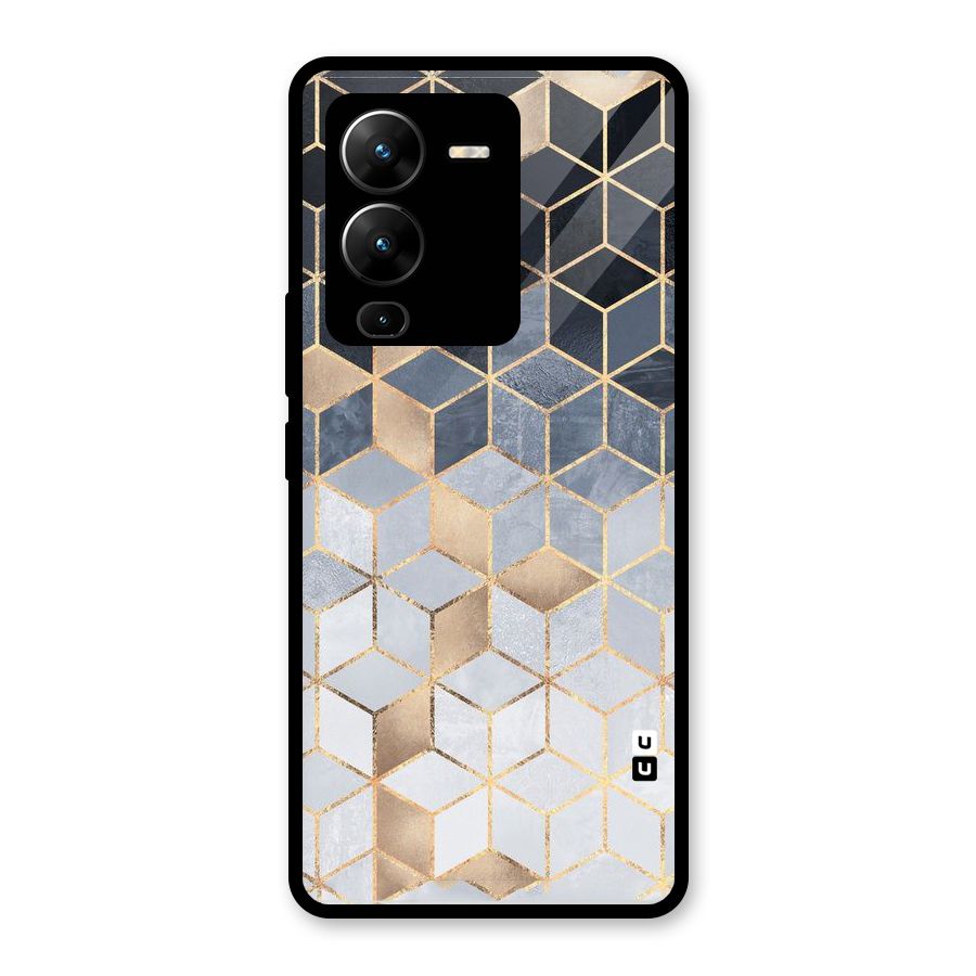 Blues And Golds Glass Back Case for Vivo V25 Pro