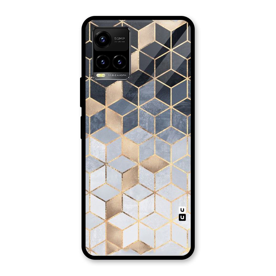 Blues And Golds Glass Back Case for Vivo Y21A