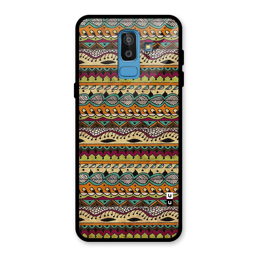 Bohemian Style Aztec Art Glass Back Case for Galaxy J8