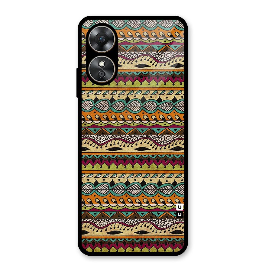 Bohemian Style Aztec Art Glass Back Case for Oppo A17