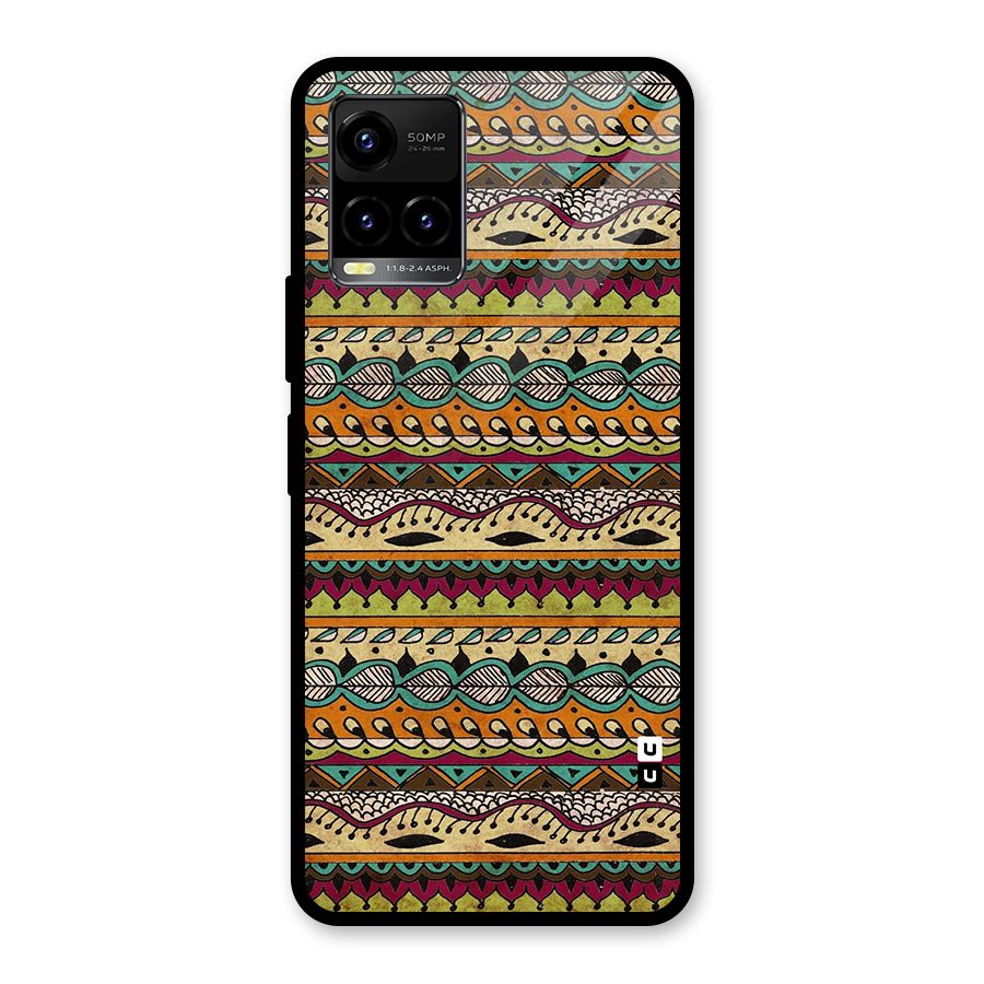 Bohemian Style Aztec Art Glass Back Case for Vivo Y21A