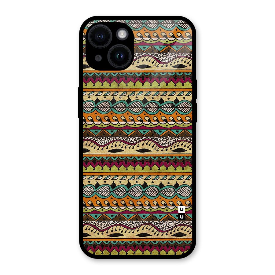 Bohemian Style Aztec Art Glass Back Case for iPhone 14