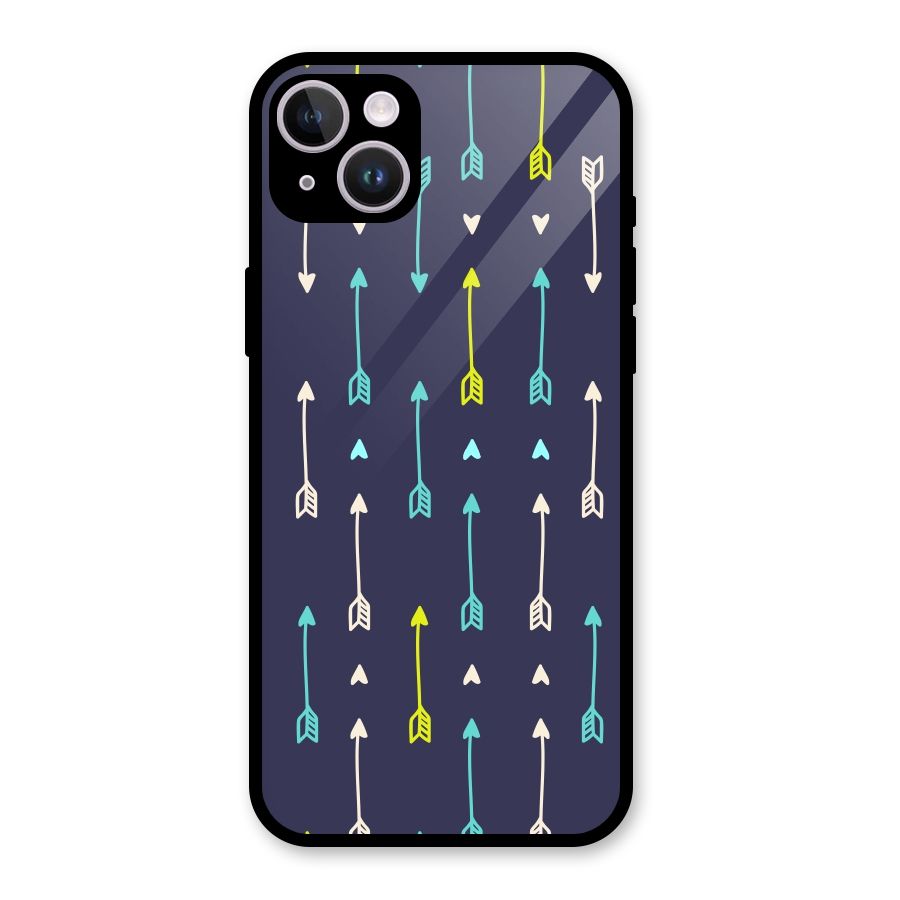 Boho Arrow Pattern Glass Back Case for iPhone 14 Plus