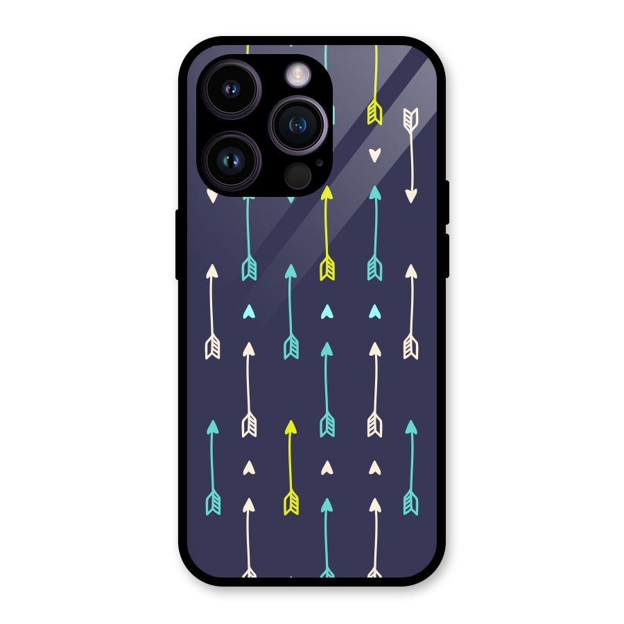 Boho Arrow Pattern Glass Back Case for iPhone 14 Pro