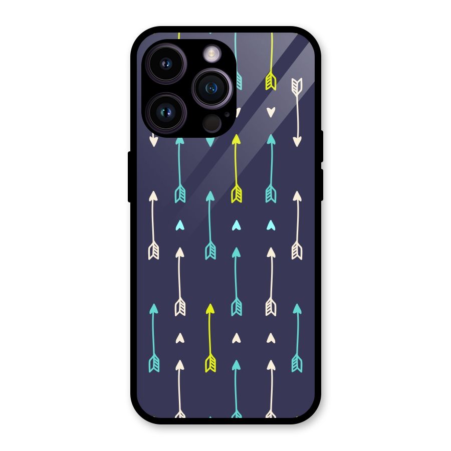 Boho Arrow Pattern Glass Back Case for iPhone 14 Pro Max