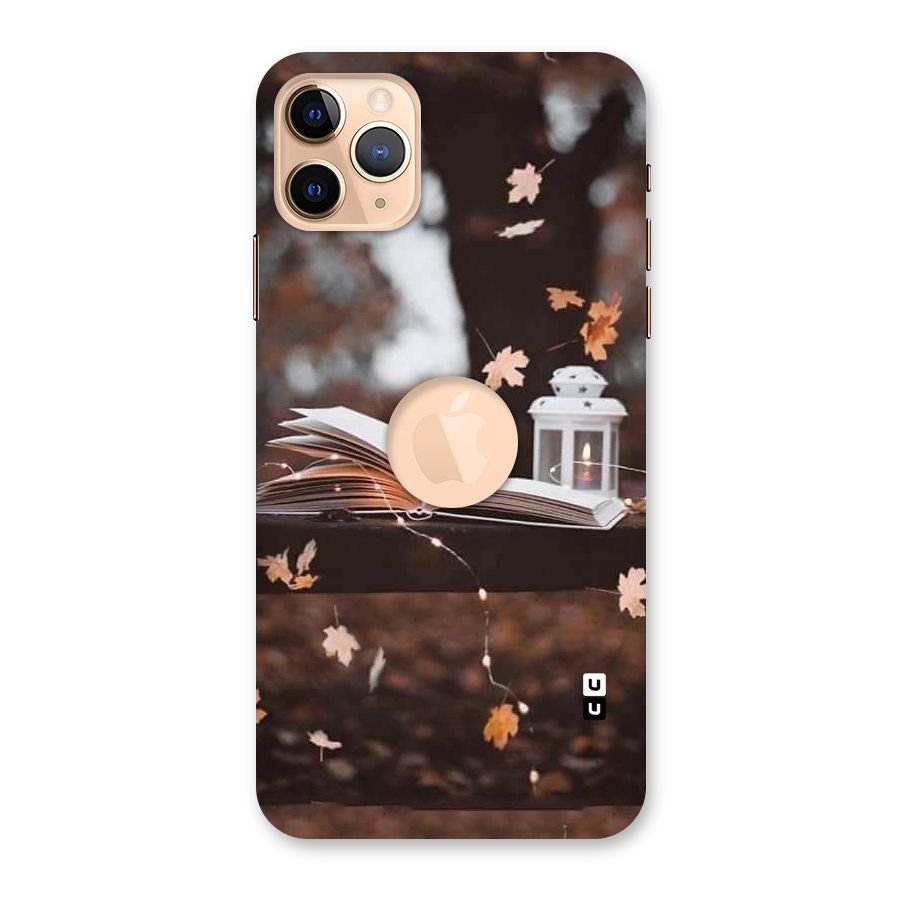 Book and Fall Leaves Back Case for iPhone 11 Pro Max Logo Cut