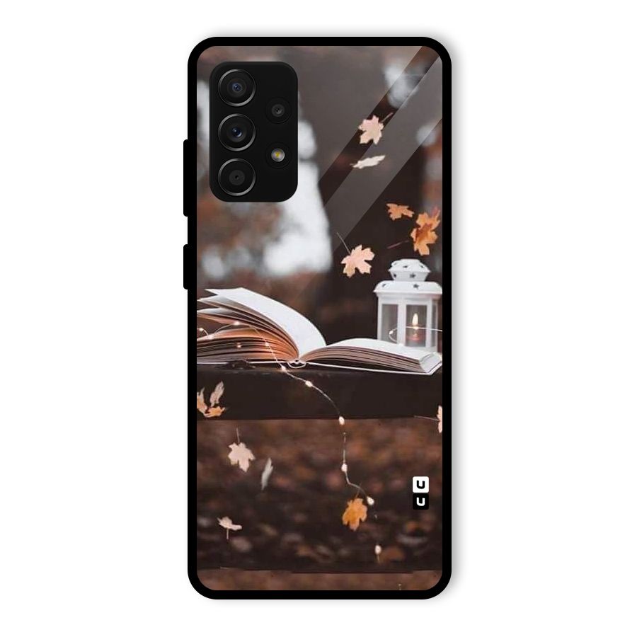 Book and Fall Leaves Glass Back Case for Galaxy A53 5G