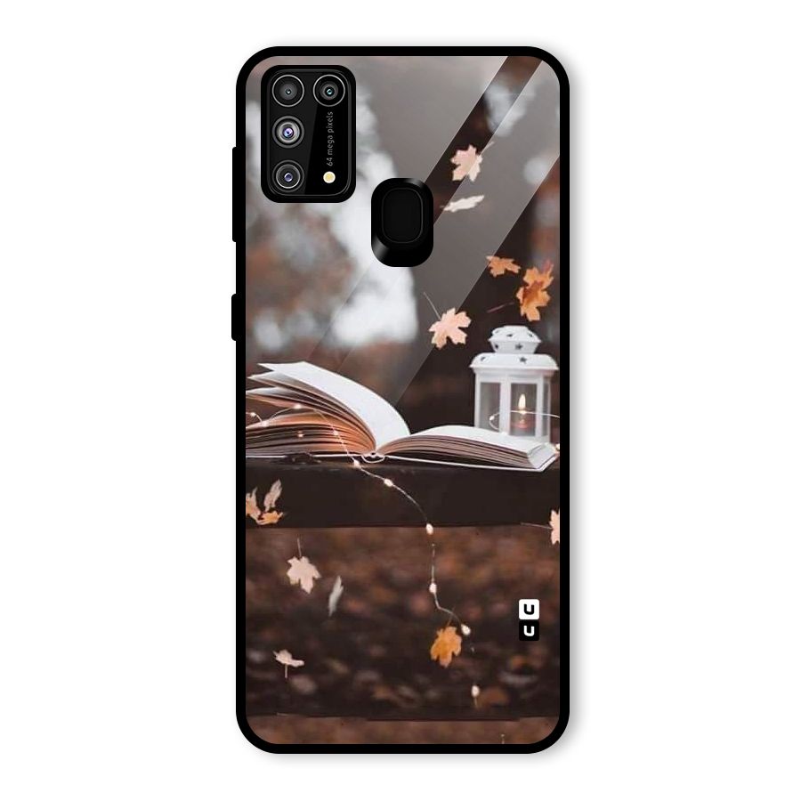 Book and Fall Leaves Glass Back Case for Galaxy F41