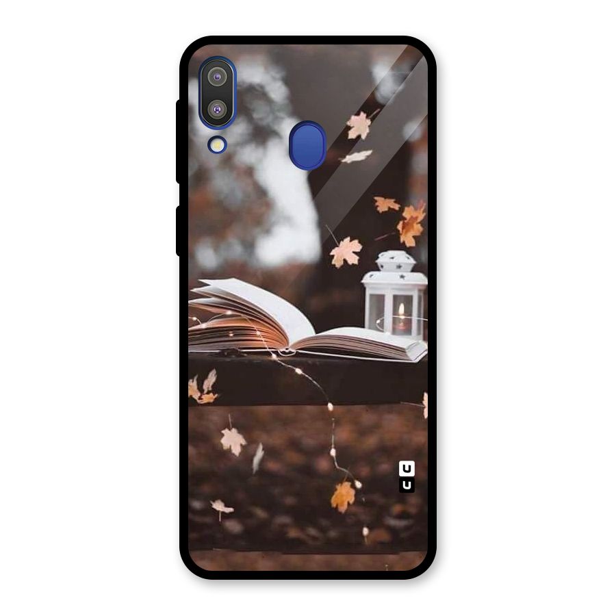 Book and Fall Leaves Glass Back Case for Galaxy M20