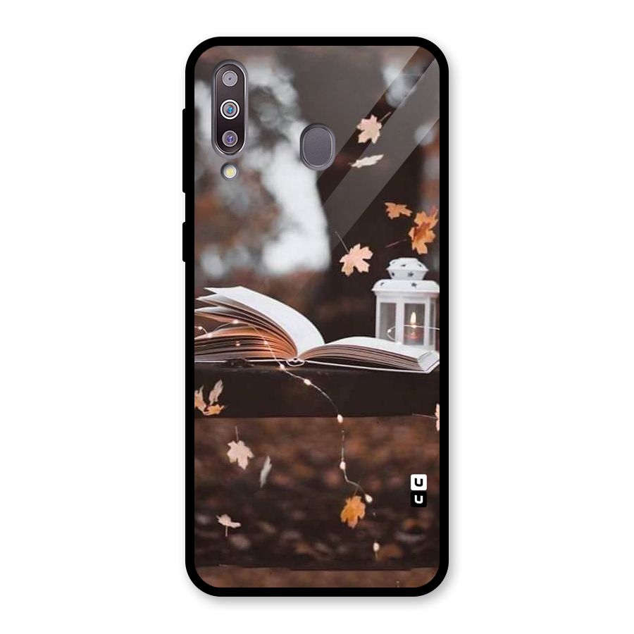 Book and Fall Leaves Glass Back Case for Galaxy M30