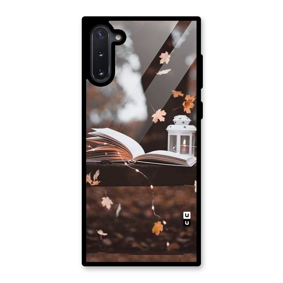 Book and Fall Leaves Glass Back Case for Galaxy Note 10