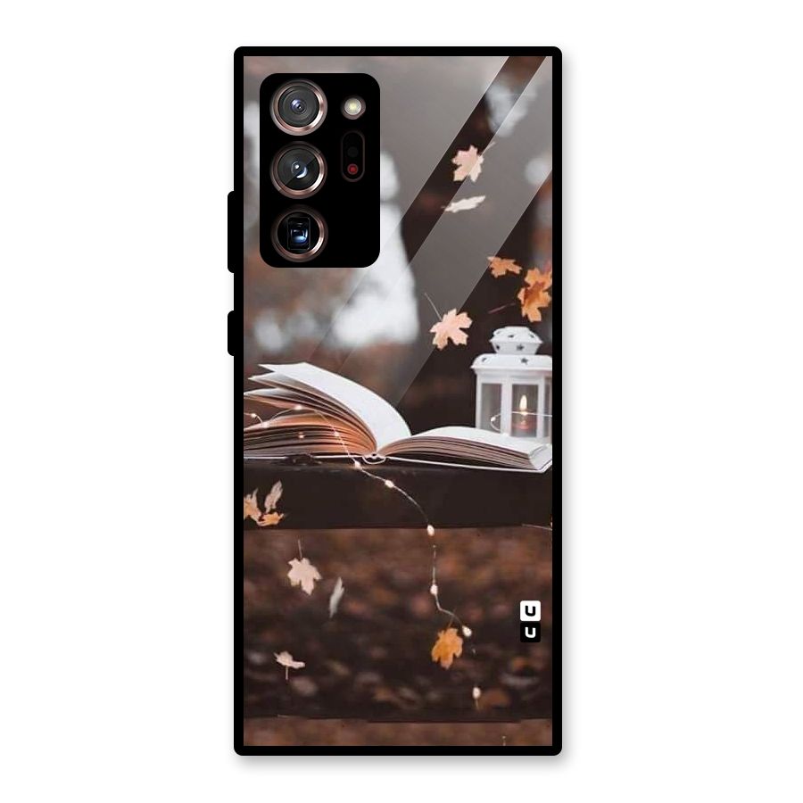 Book and Fall Leaves Glass Back Case for Galaxy Note 20 Ultra 5G