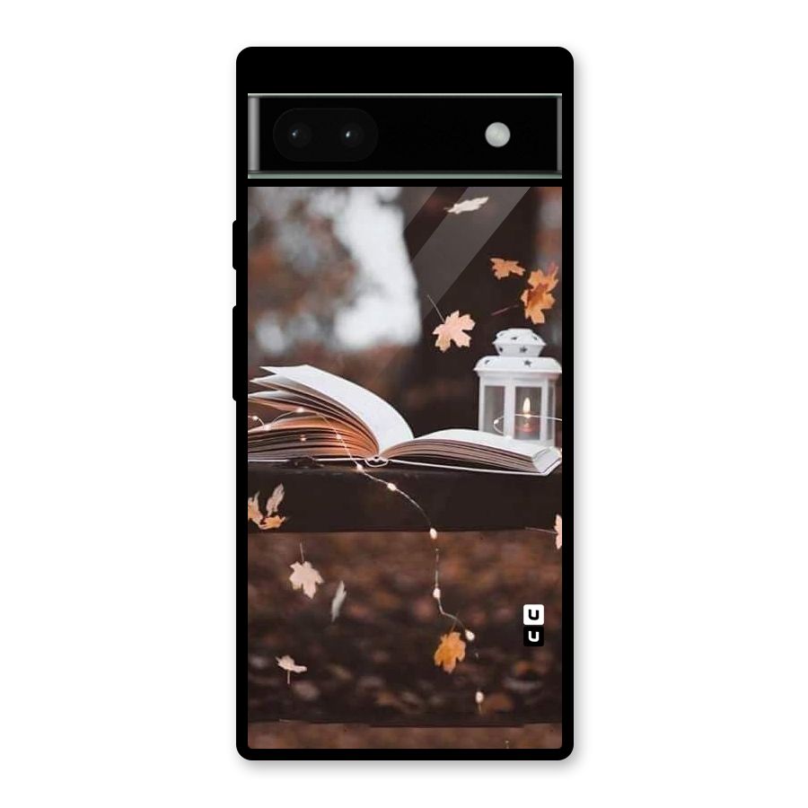Book and Fall Leaves Glass Back Case for Google Pixel 6a