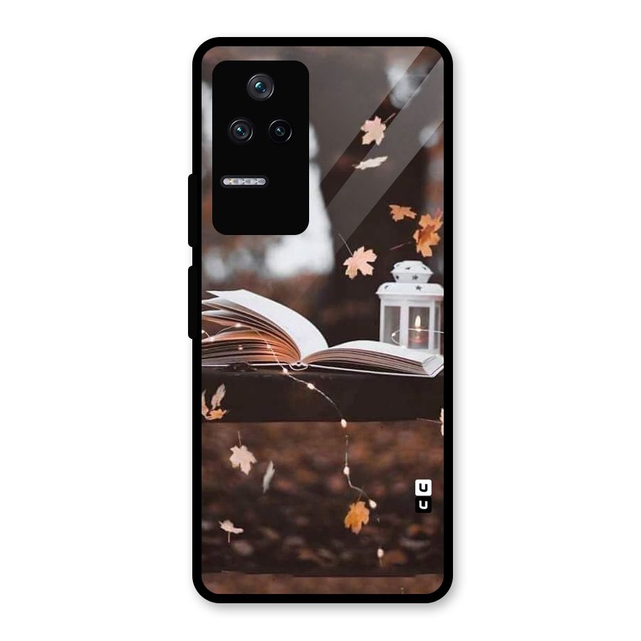 Book and Fall Leaves Glass Back Case for Poco F4 5G