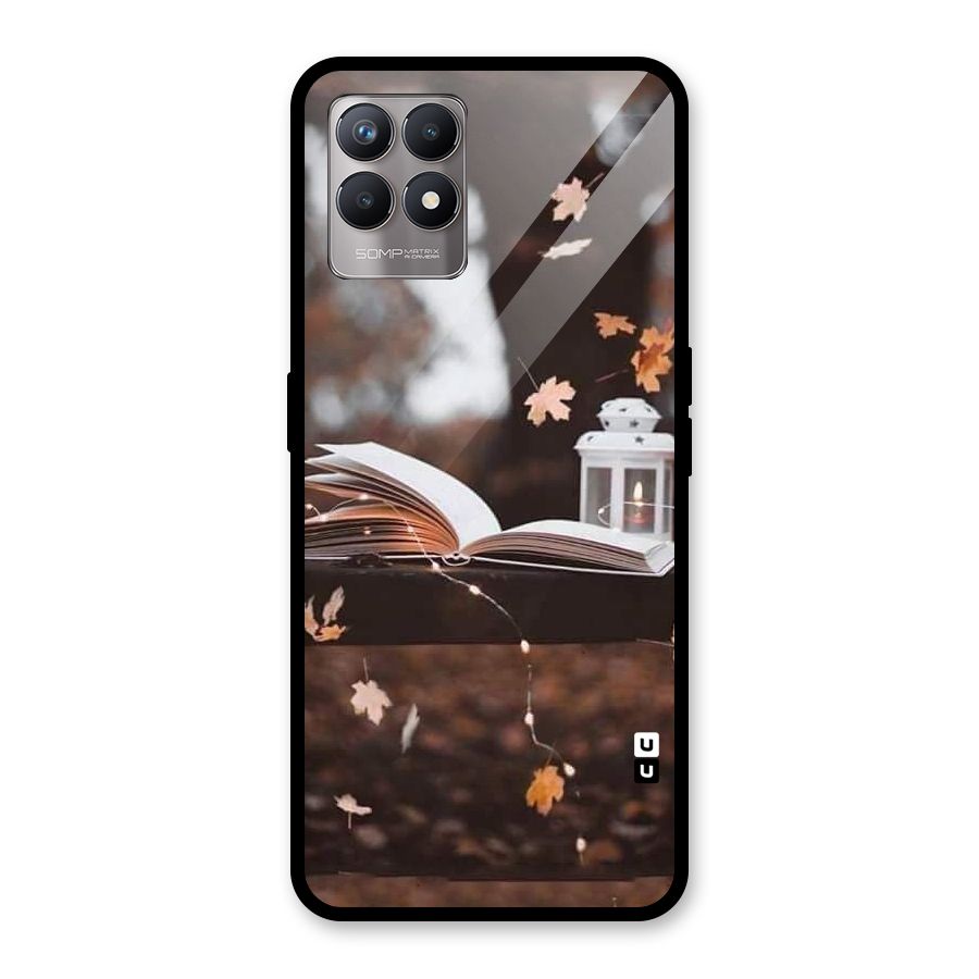 Book and Fall Leaves Glass Back Case for Realme Narzo 50