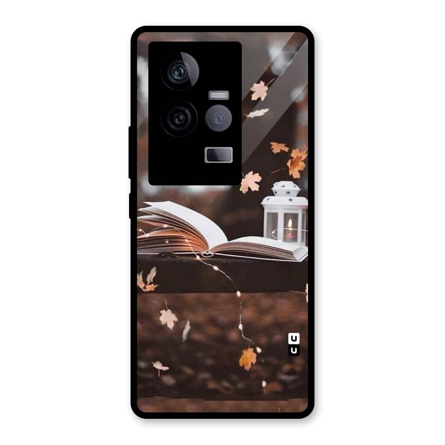 Book and Fall Leaves Glass Back Case for Vivo iQOO 11 5G