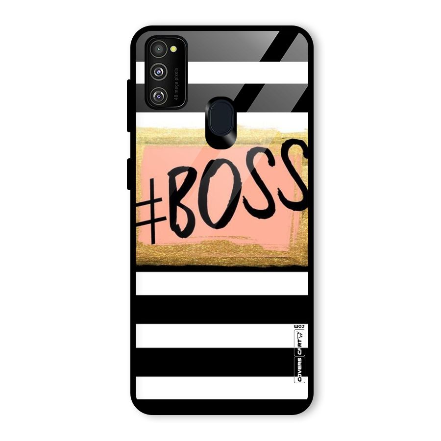 Boss Stripes Glass Back Case for Galaxy M30s