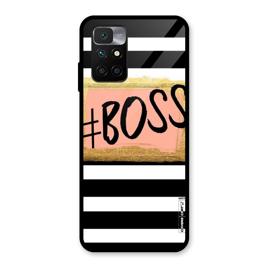 Boss Stripes Glass Back Case for Redmi 10 Prime